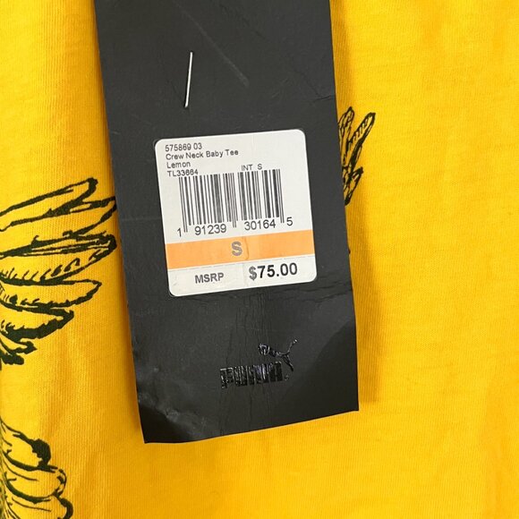 Puma x Fenty by Rihanna University Baseball Tee Yellow/Green NWT S - Picture 4 of 6